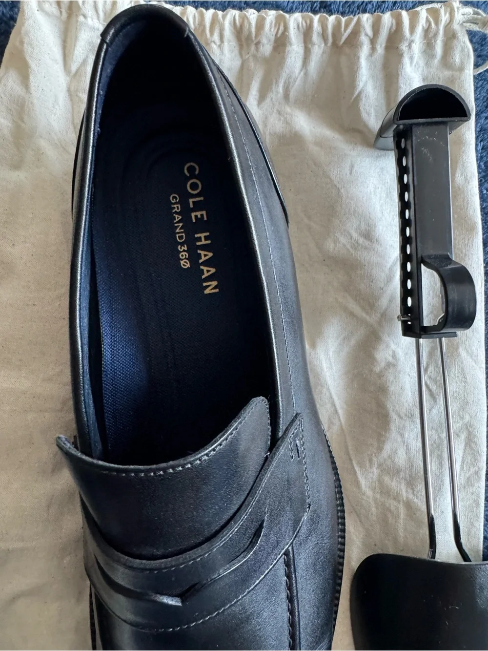 Cole Haan Men’s Black Leather Carney  Penny Loafers